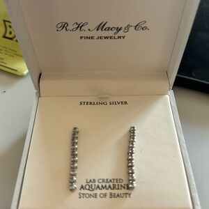 Macys sterling silver aquamarine drop earrings